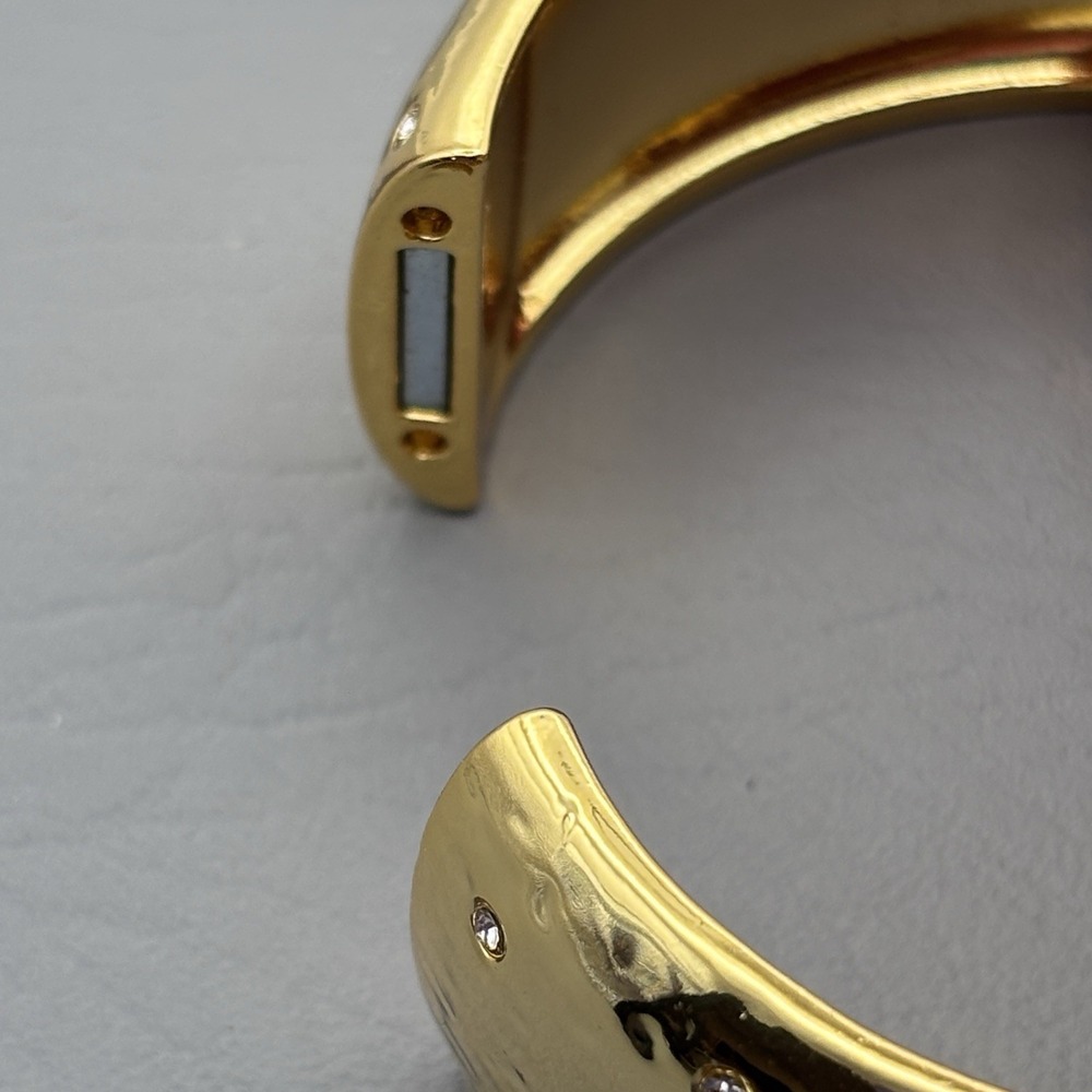 Talbots‎ Gold Tone Rhinestone Hinged Bracelet - Picture 10 of 13